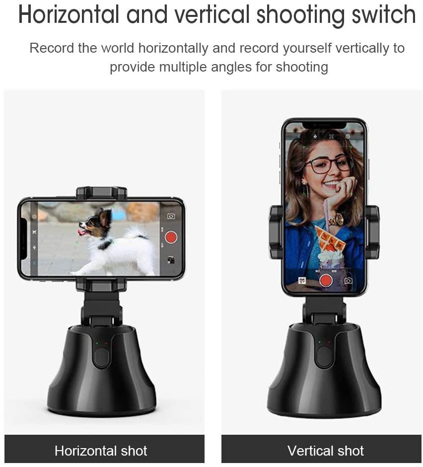 Auto Face Tracking Phone Holder 360° Rotation Face Body Phone Tracking Tripod Smart Shooting Camera Mount for Live Vlog Streaming Video Rechargeable Battery-White No App Required 